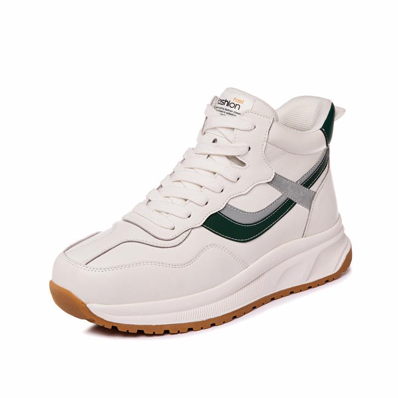 

Женские туфли из натуральной кожи с высоким берцем белого цвета: Трендовая повседневная спортивная обувь из бархата осень/зима 2025 года Size 37