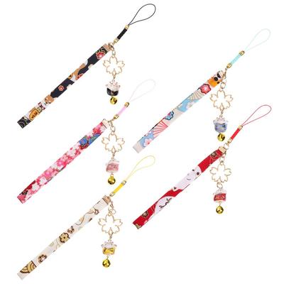 Rope  Phone Strap Lanyard Anti-lost Lanyard Phone Strap Lanyard Lucky Cat Bell Sakura Phone Lanyard Keychain Wrist Rope