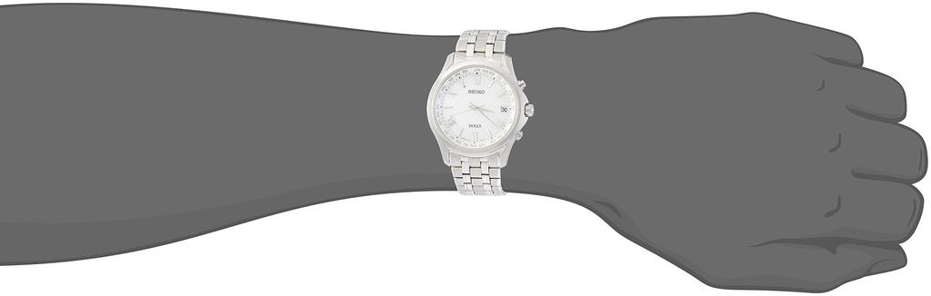 Seiko Watch Dolce Solar Radio Titanium Model Platinum Diamond Shield White Dial Curved Sapphire Glass SADZ201 Men's Silver