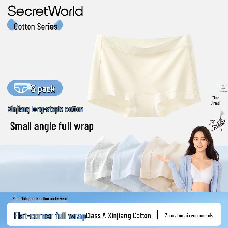 SecretWorld Women's 100% Cotton Anti-Bacterial Boxer Briefs Multi-Pack