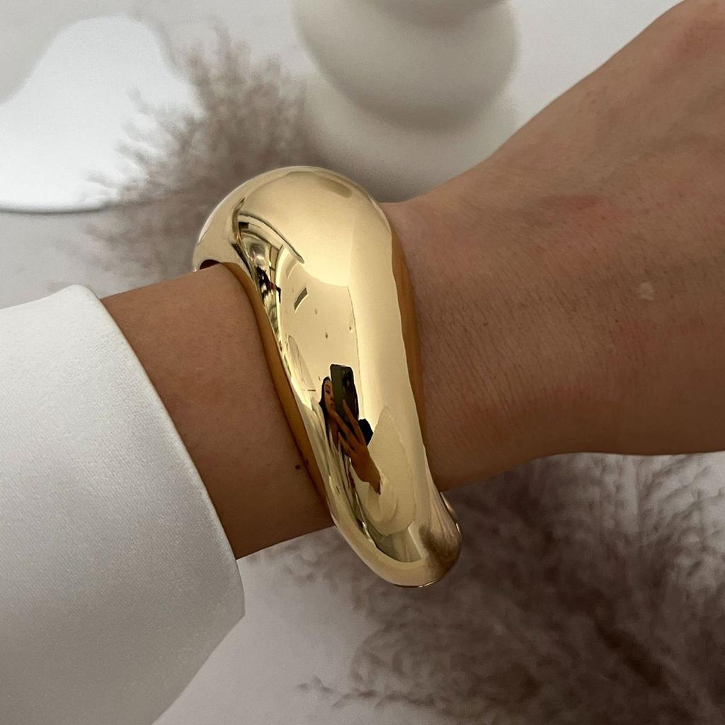 Punk Vintage Irregular Chunky Cuff Bangles for Women Statement Glossy Bracelets Bangles Pulseras Steampunk Men Jewelry