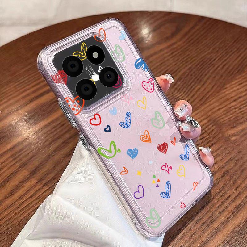 Oil Painting Love Hearts Pattern Case For Xiaomi Redmi Note 15 Pro 4G Funda Redmi Note 14 13 Pro 5G Clear Silicone Soft Cover