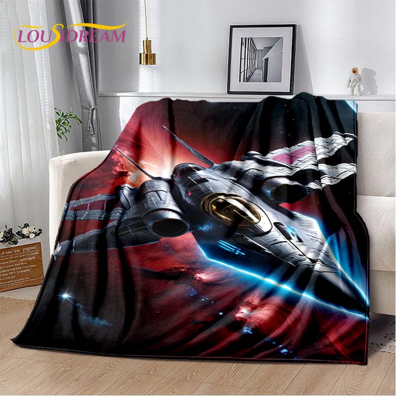 3D Space Spitfire Aircraft  Air Force Jet Fighter Cartoon Blanket,Soft Throw Blanket for Home Bedroom Bed Sofa Cover Child Gift