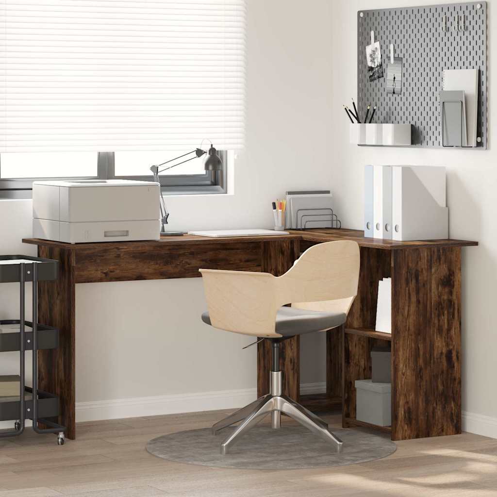 Desk Smoked Oak 142 x 102 x 73 cm Engineered Wood