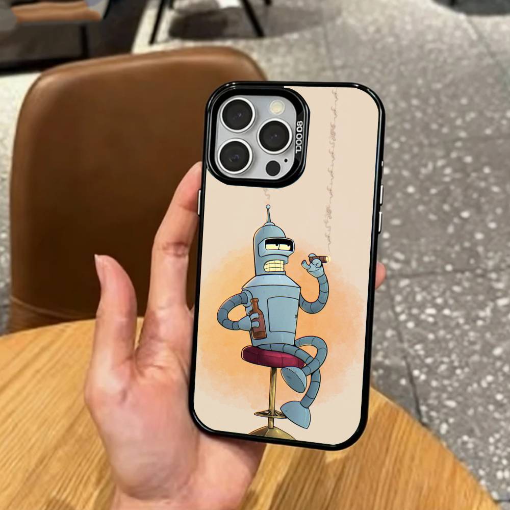 F-Lustig B-Bender F-Futurama Handyhülle Für iPhone17,16,15,14,13,12,11 Plus,Pro Max Bunte Silberbeschichtete Innenseite