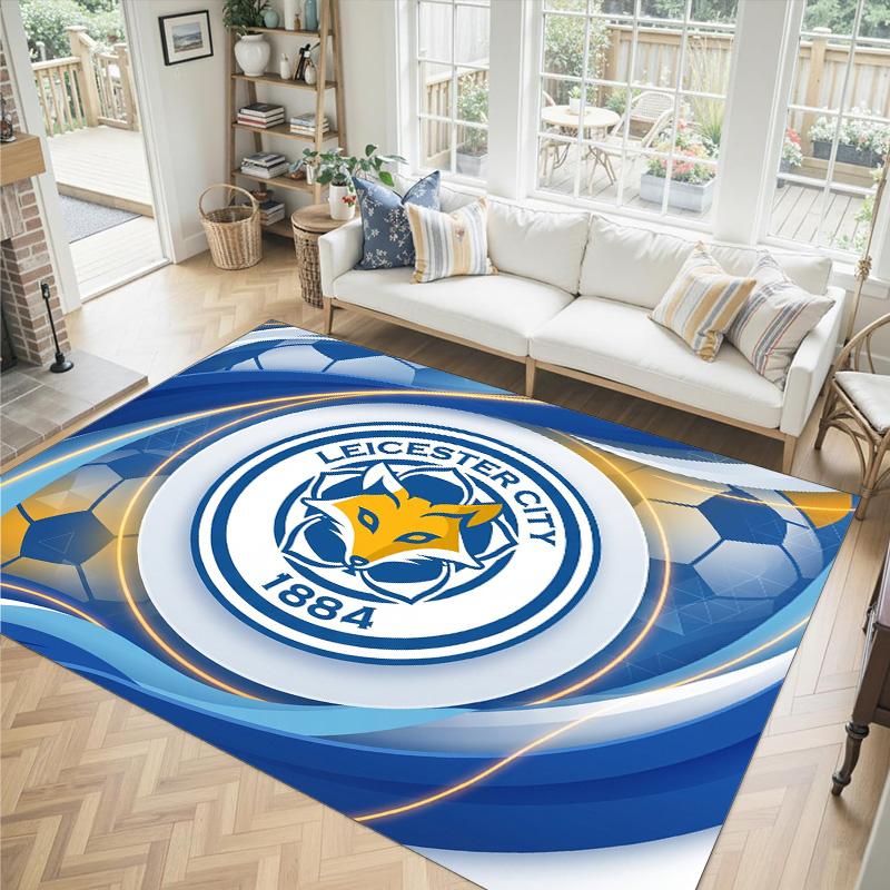 Leicester City Football Design Crystal Velvet Carpet Cozy Non?Slip Printed Rug For Bedroom Living Room Entrance