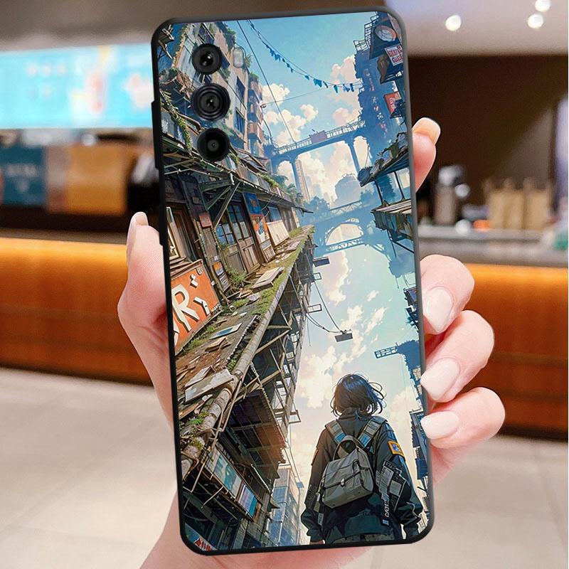 Japan Anime Street View Landscape Phone Case For Motorola Edge 60 50 40 Pro 60 50 40 30 Ultra Neo Fusion Moto G Play G Stylus G