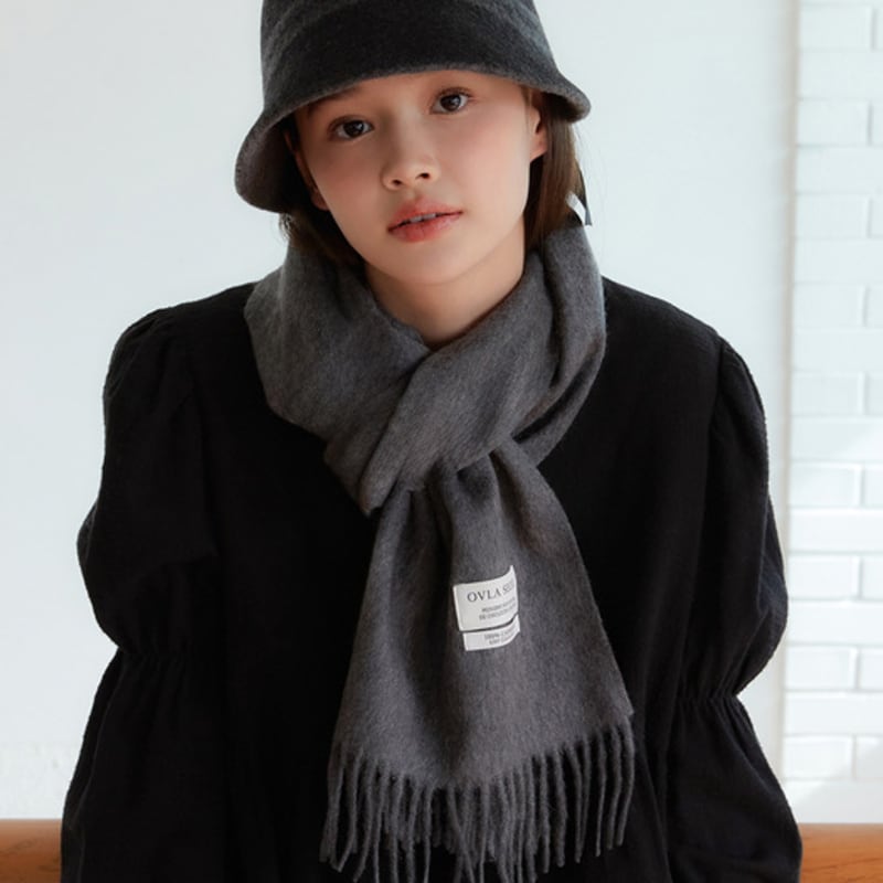 OVLA (100% cashmere) cashmere solid fringe muffler_colors MF001
