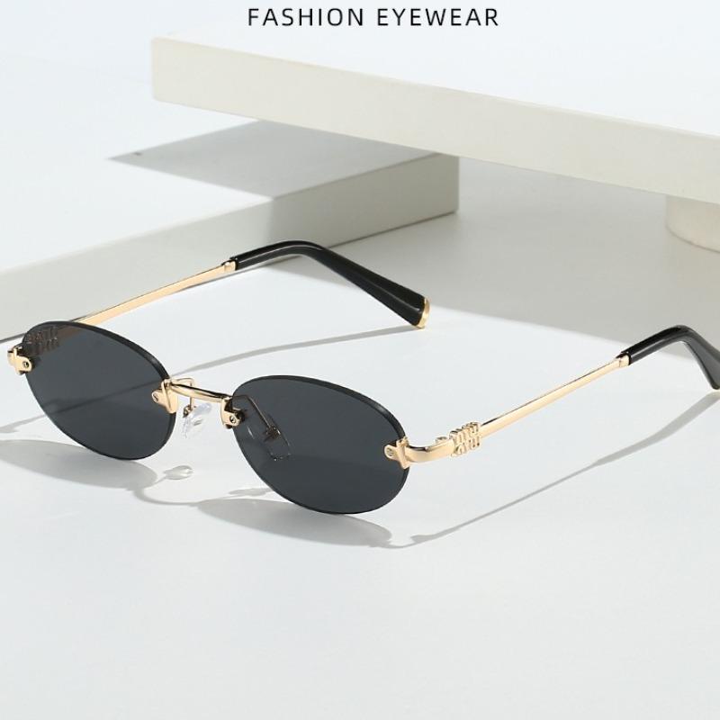 Retro Frameless Sunglasses for Women Luxury Trendy Sun Glasses High-End Sensation Fashionable Solar Glasses Shades UV400