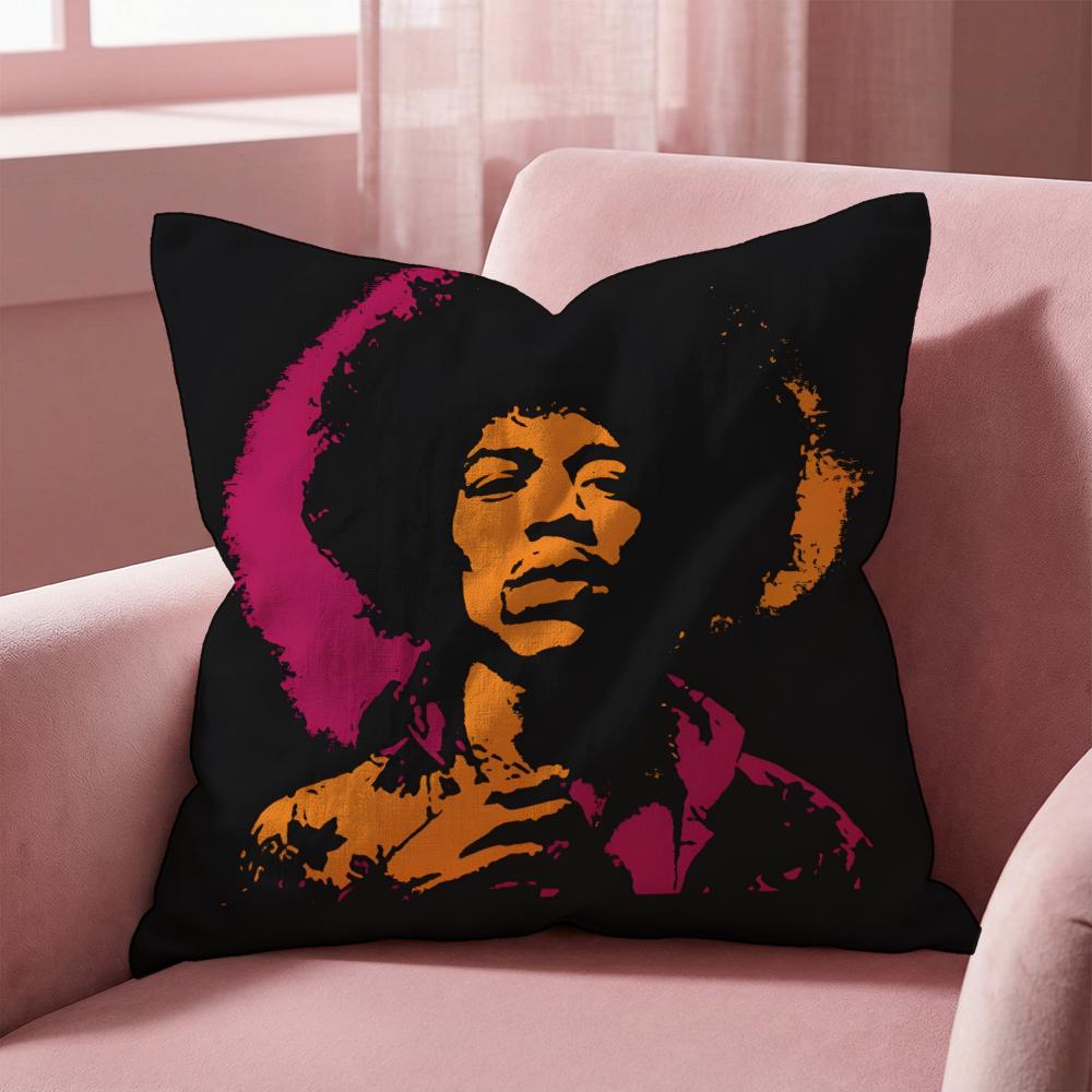 SingerJ-Jimi H-Hendrix Cushion Cover Multi-Scene Pillow Cover for Home & Car - Reversible, Soft & Durable for Daily Use