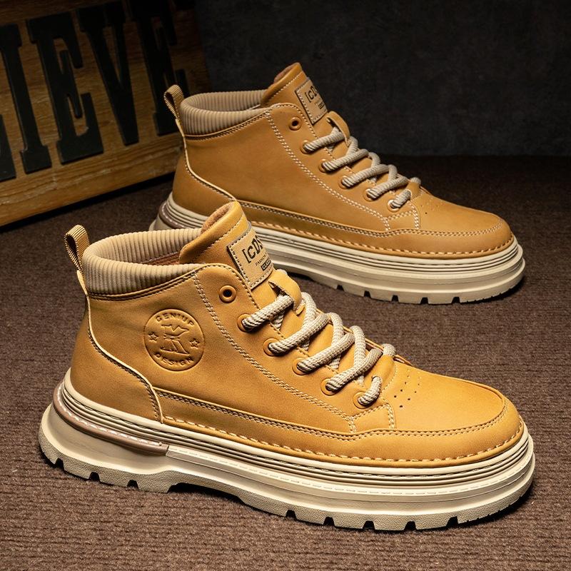 Martin boots autumn high-top retro board shoes short boots British casual mid-top leather shoes