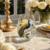Glass Tea Cup with Peacock Print Decorative Cups for Garden Glass Tea Cups Drinking Cups for Garden