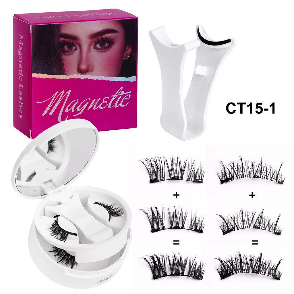 2-Pair Reusable Magnetic Eyelash Set, Easy-to-Use Eyelash Extension Tool, Natural Curler, False Eyelashes with Magnetic Tweezers