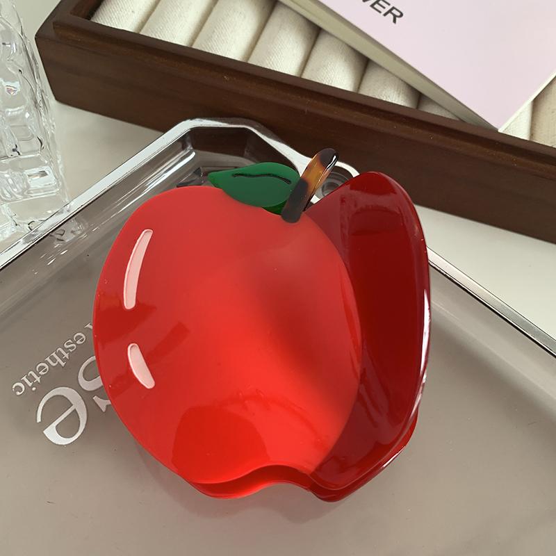 Summer New Fashion Fruit Hair Accessories Sweet Cute Colorful Apple Peach Acetic Acid Shark Clip For Woman Girls