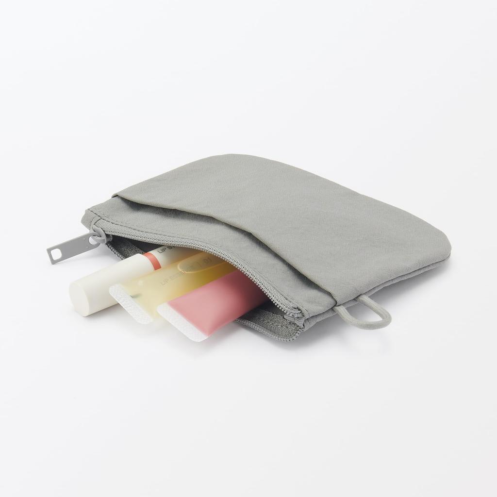MUJI Wrinkle Nylon Flat Pouch Size S x 10 84475597 - Gray, (approx. 13.6 cm)