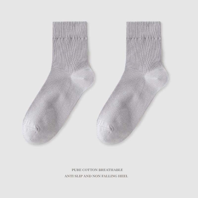 Men's Summer Thin Pure Cotton Mid-calf Socks, Mesh Breathable, Antibacterial and Deodorizing Spring and Autumn Casual Business Socks