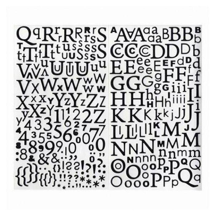 2 alphabets autocollants paillettes noires