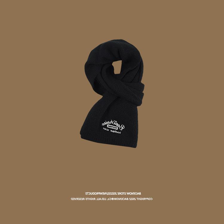 Imitation Cashmere Scarf for Girls in Winter New Korean Style Solid Color Fashionable Wool Small Scarf for Couples and Men