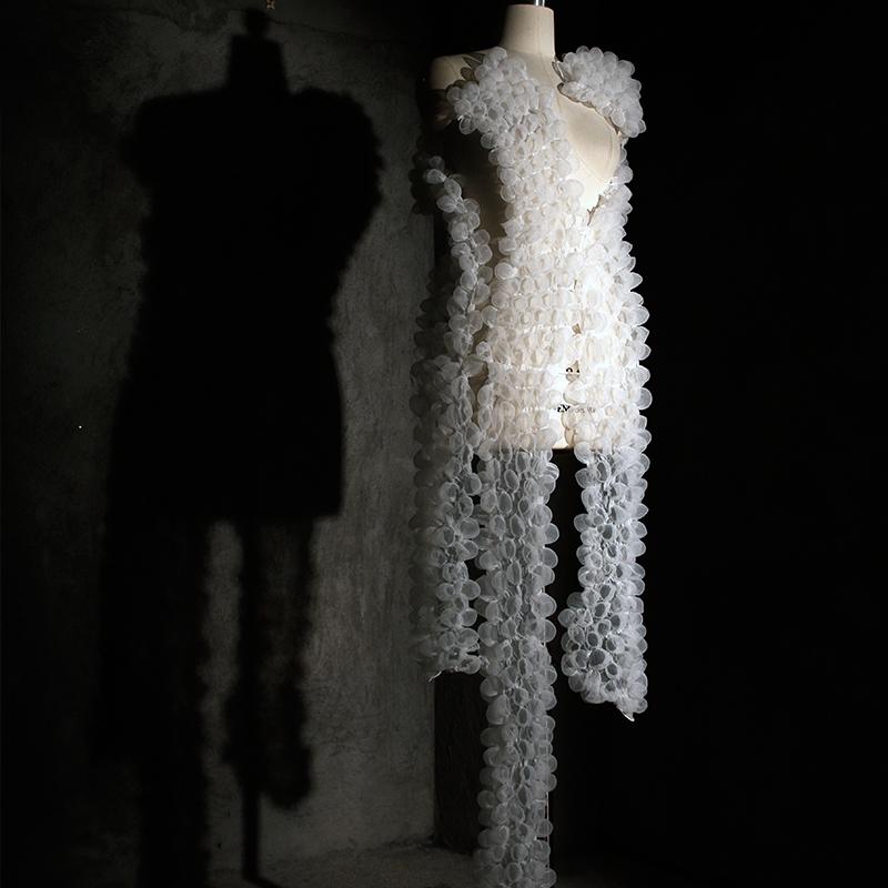 85x20cm Laser See-through Three-dimensional Concave Shape Lace Clothing Foam Heat-setting Fabric DIY Designer Fabric