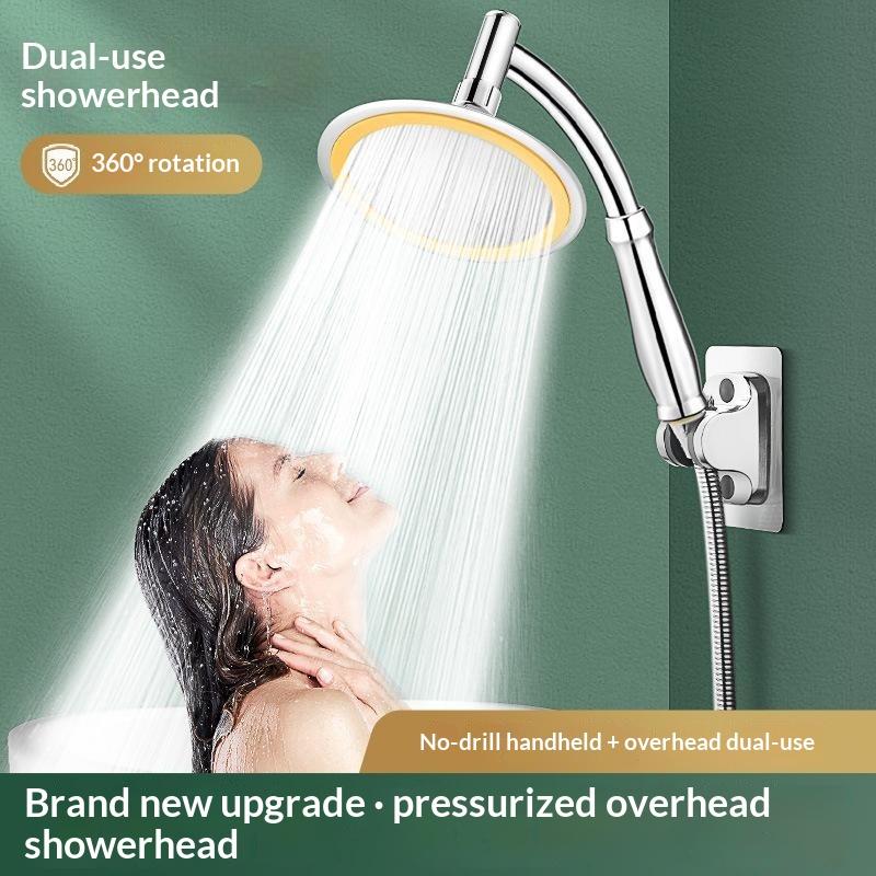 Tête de douche à main pour salle de bain, grande, ronde, à effet pluie, haute pression, rotation à 360 degrés, accessoires