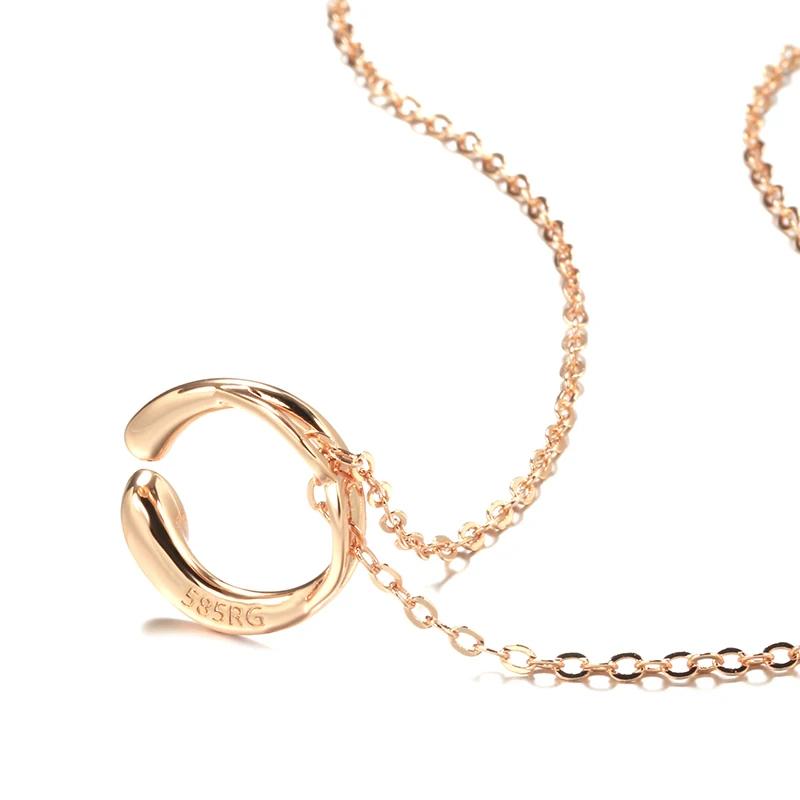 Simple  Rose Gold Color Pendant Necklace For Women Fashion Unique Natural Zircon High Quality Daily Fine Jewelry