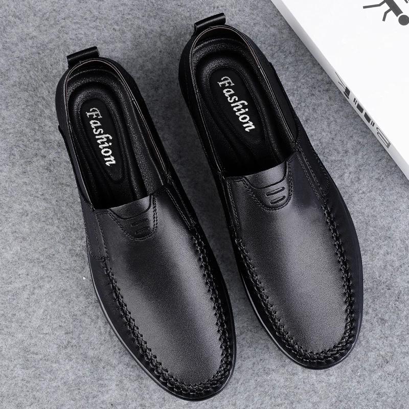 Fashion New Mens Loafers Genuine Leather Men Shoes High Quality Formal Casual Moccasins Soft Breathable Slip On Boat Shoes Driving Shoes