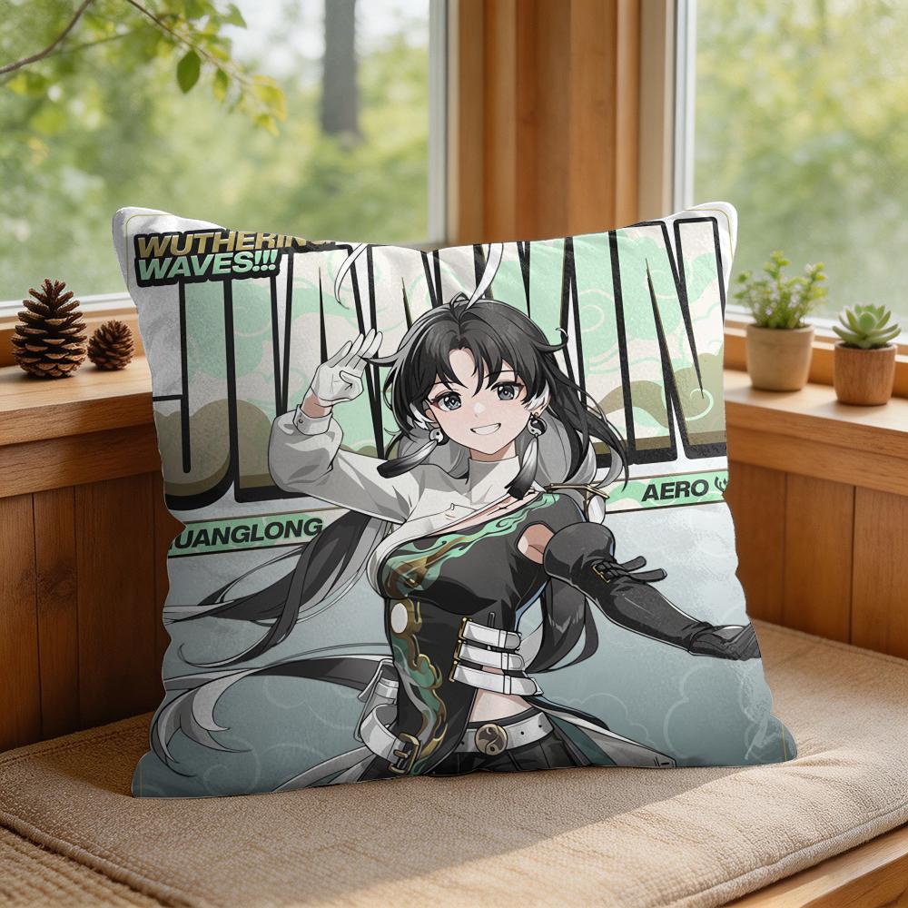 Jianxin Wuthering Waves Cushion Cover Square Short Plush Pillow Case Living Room Sofa Home Decor Funda X