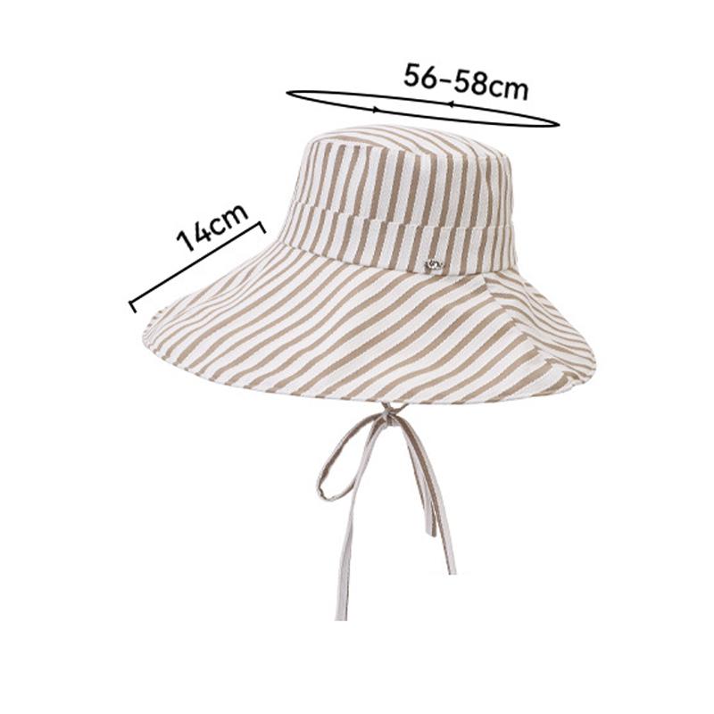 Summer Striped Sunshade Hat Women's Holiday Big Brim Sunscreen Fisherman Hat