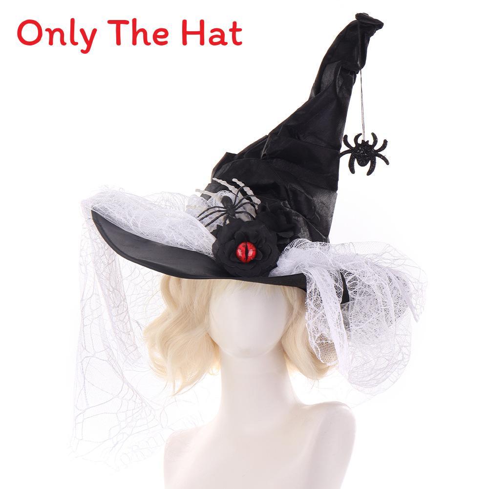 Halloween Witch Hat With Spider Embellishments For Party Cosplay And Dark Magic Decor
