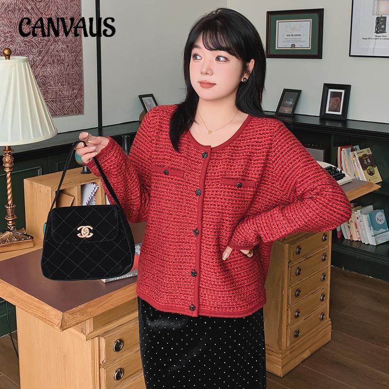 

Женский свободный свитер-кардиган большого размера с высоким качеством и темпераментом XL красный