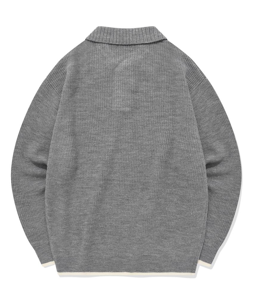 COVERNAT C Logo Collar Knit Melange Gray