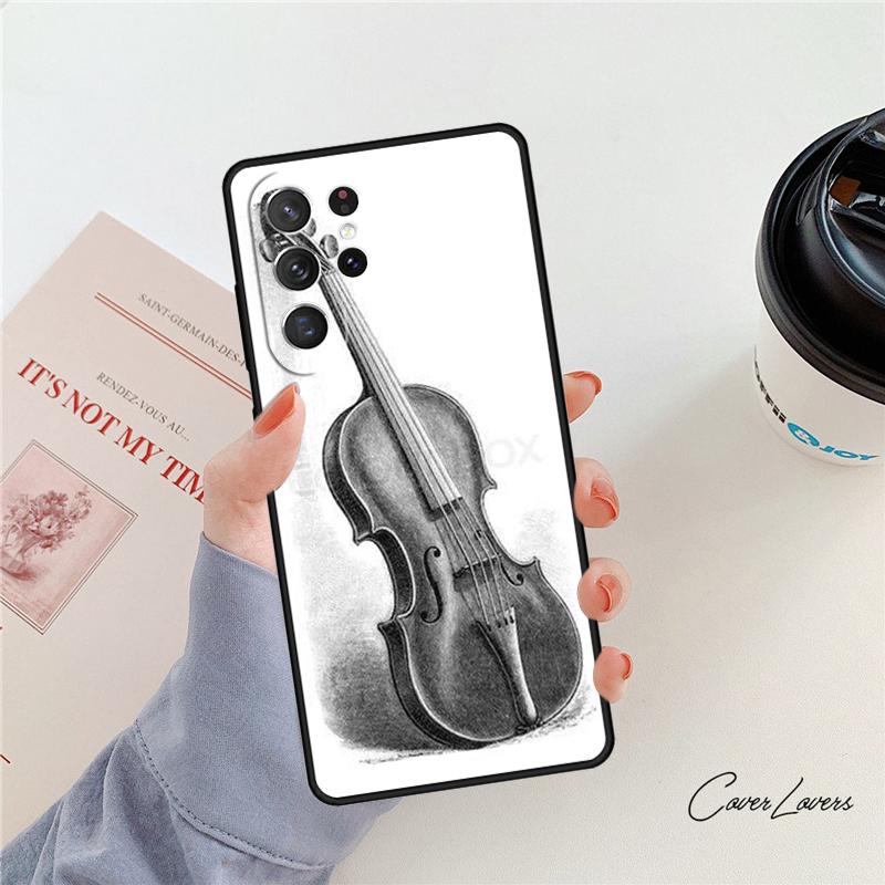 Musical Notes Violin Classical Phone Case For Samsung Galaxy S24 S25 S23 S22 Ultra Note 10 20 Plus S20 S21 FE Cover