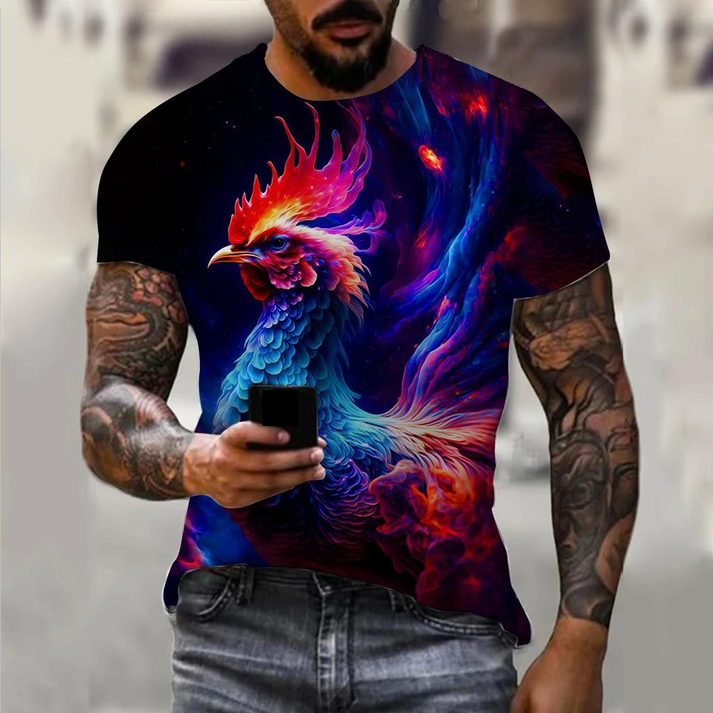 Tricou bărbați pentru bărbați Tricouri grafice cu cocoș cu animale imprimate 3D Topuri supradimensionate Tricouri cu mâneci scurte de stradă Îmbrăcăminte bărbătească de vară