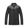 Jaqueta de couro pu masculina de meia-idade, casaco de couro grosso com lã, gola de lapela casual, primavera, outono e inverno