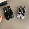 Frauen Silber Bogen Square Toe Ballett Schuhe Sommer Design Ferse Frauen Mode Kleid Singbacks Schuhe Damen Outdoor Leder Sandalen