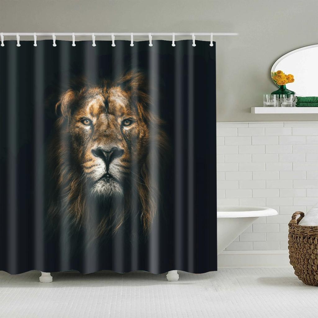 Wild Animals Bath Curtains Lion Leopard Cat Bathroom Decorative Shower Curtains Bathtub Decoration Bath Curtains