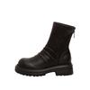 Martin Boots Women's Autumn and Winter Velvet Inner Heightening Fold Elastic Thin Boots Rear Zipper Versatile Thin Short Boots