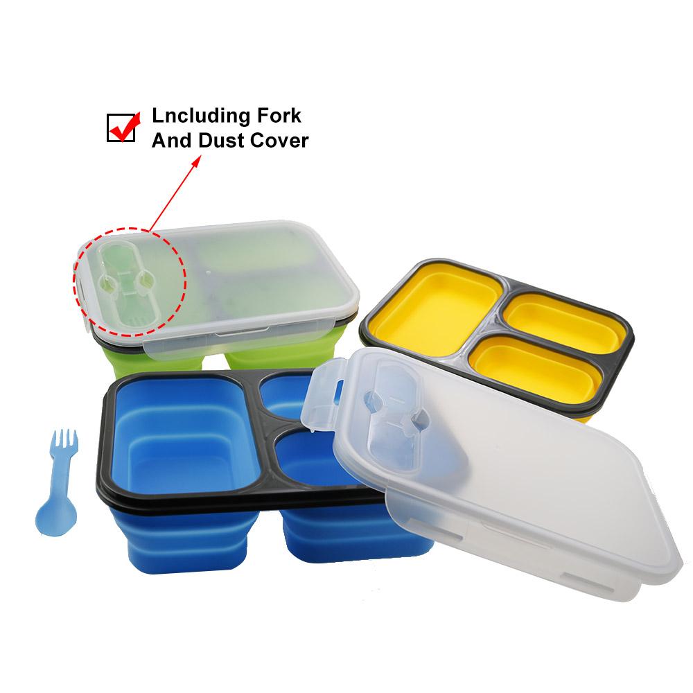 1 Stück 1300 ml Silikon Faltbare Tragbare Lunchbox Mikrowellenofen Schüssel Faltbarer Lebensmittelaufbewahrungsbehälter Waschbarer Deckel Geruchlos