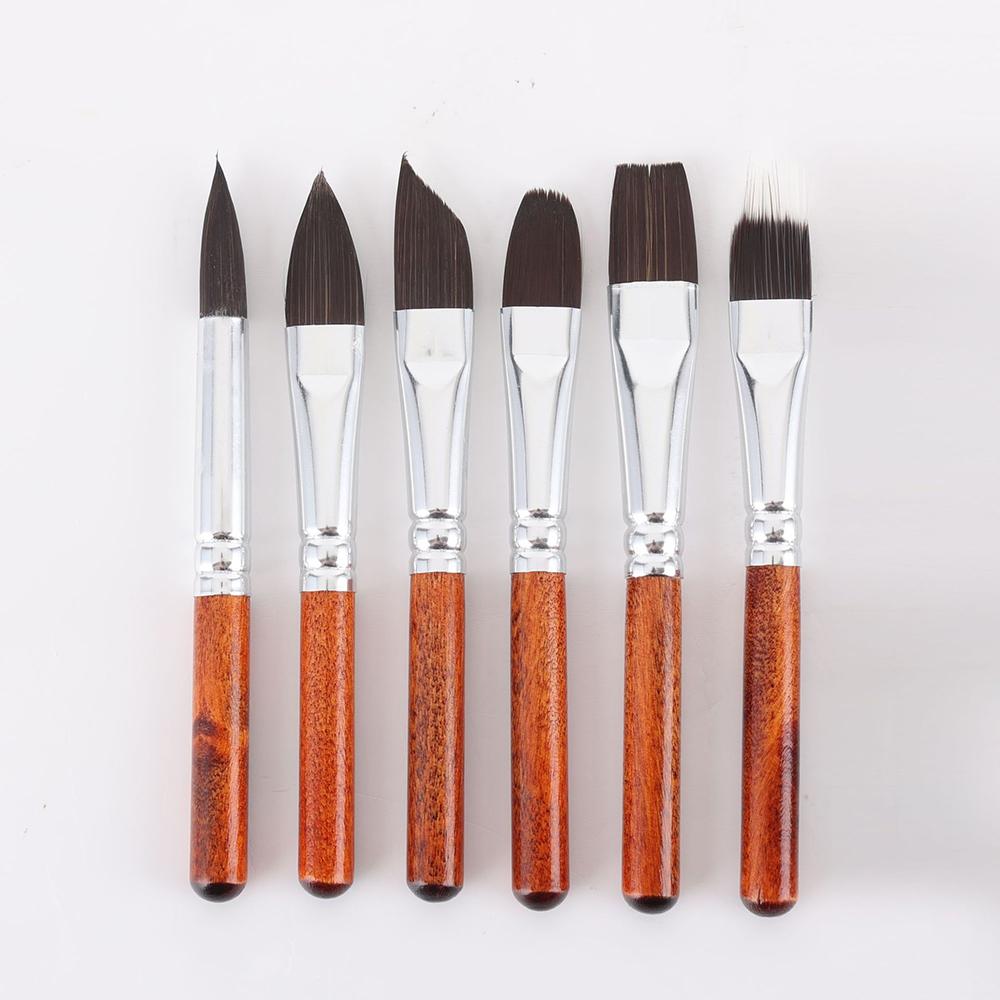 6-pack short handle watercolor brush set suitable for acrylic watercolor painting details depiction, travel art brush set
