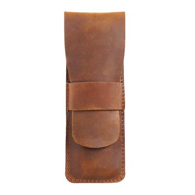 Handmade Genuine Leather Pencil Bag Cowhide Fountain Pen Case Holder Vintage Retro Style Accessories For Travel Journa