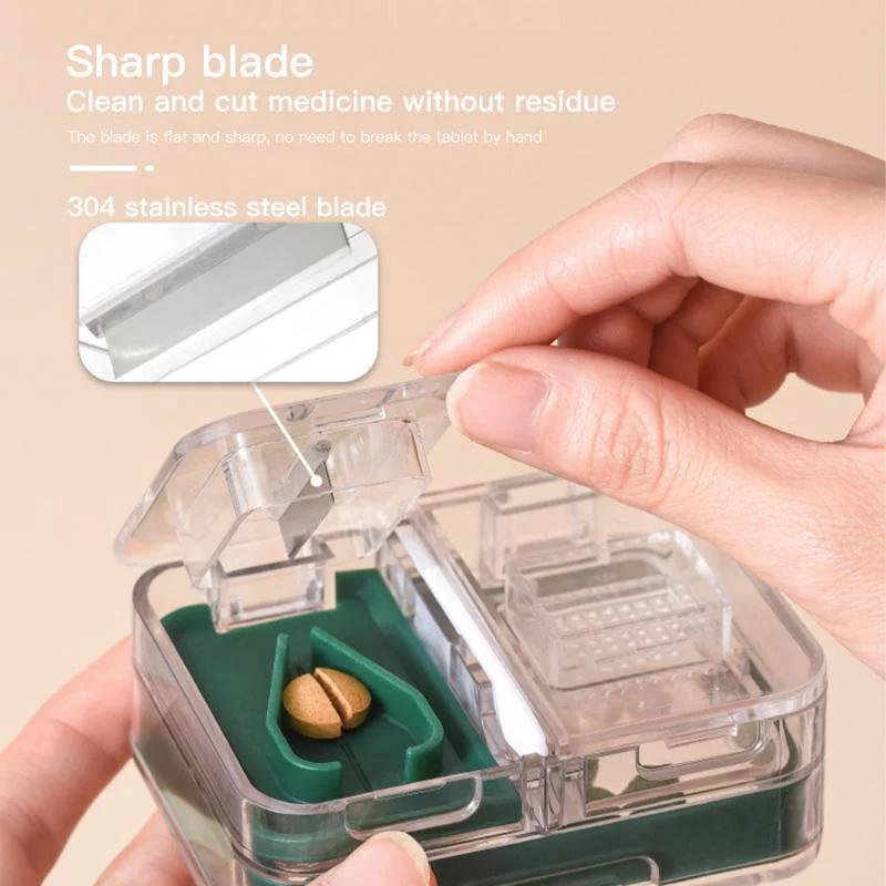 Zerkleinernde Pillendose Schneidemaschine Tragbarer Kleiner Schneider Pillenschneider Teiler Aufbewahrungsbox Pillendose Schneidstück Aufbewahrungsorganisator