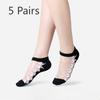 5 Pairs of Women's Summer Embroidered Non Slip Cotton Bottom Glass Silk Socks