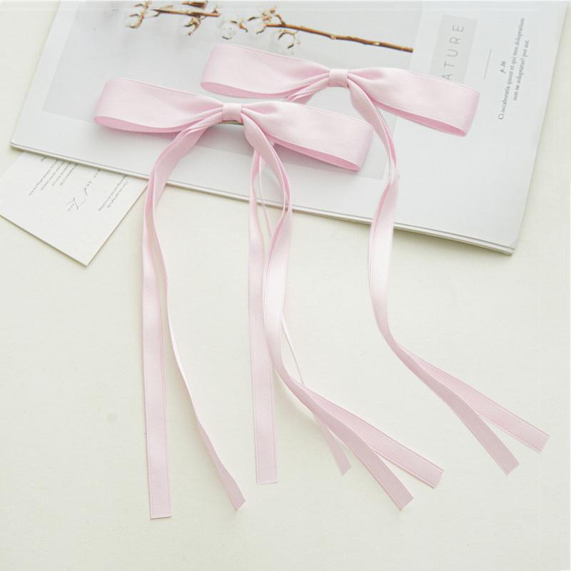 New Elegant Satin Long Tassel Ribbon Clips Women Vintage Simple Bow Hairpins Barrettes Korean Fashion Hair Accessories Gift