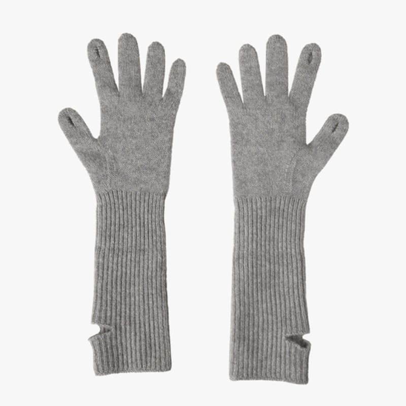 mellotory 100% cashmere lip line gloves (light gray)