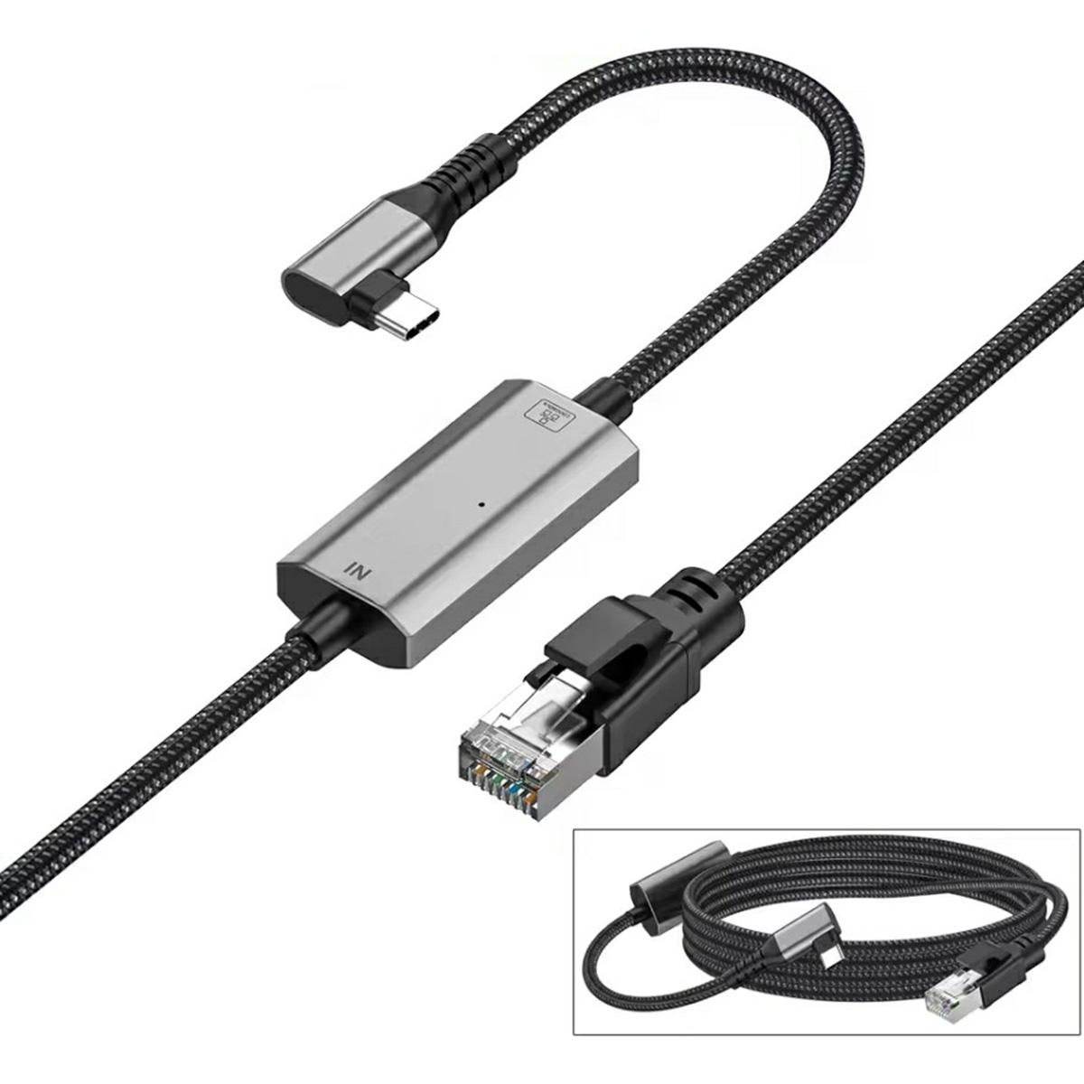 

Кабель-адаптер USB-C на Ethernet з вигином 1,2 м, 1000/100/10 Мбіт/с, гігабітний, RJ45, мережевий кабель LAN A