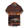 Hawaiian Shirt: Airplane Print Short Sleeved Quick Drying Beach Casual Party Holiday Shirt