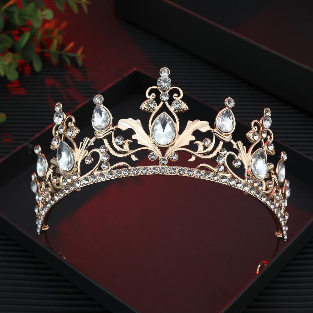Baroque Wedding Hair Tiara Headpieces Jewelry Crystal Bridal Tiara Crown High-end Rhinestone Diadem Veil Tiaras Birthday Gift