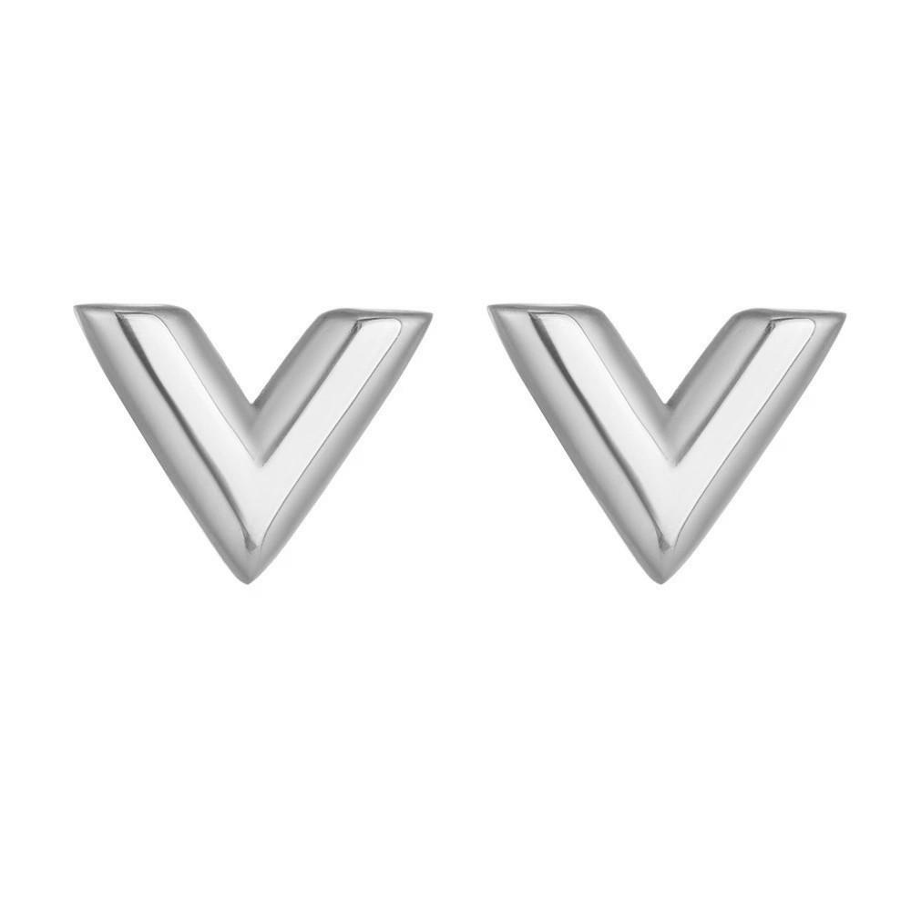 

2025 New Simple Gold Niche Light Luxury V Letter Necklace for Women Summer Collarbone Chain Earrings Bracelet Earrings silver