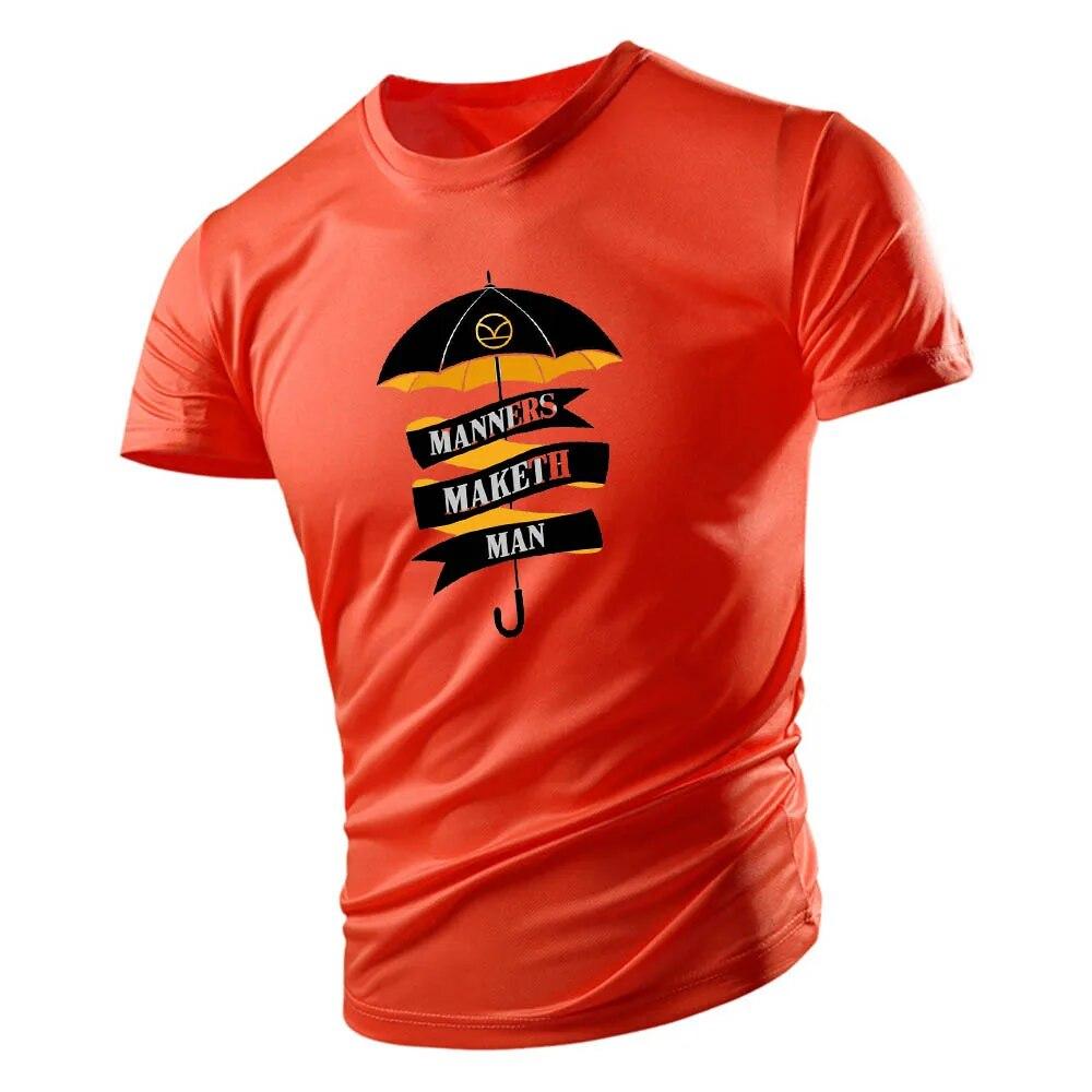 Casual Sports Style 2d Small Umbrella Print Summer Men'S Crew Neck Short Sleeve T-Shirt Loose Comfortable Breathable Quick Dry