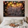 2D Vintage Brick Wall Backdrop with Flowers & Glowing Lights Party Photo Booth Background